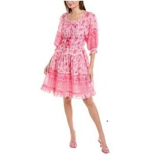 Bella Tu Off-The-Shoulder Mini Dress Pink Floral Bohemian Size XL‎ Modified